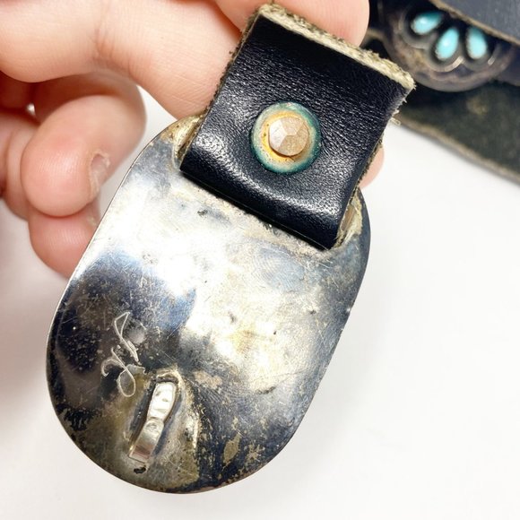576 Vintage Zuni Tony Romansito Sterling Silver and Turquoise Belt